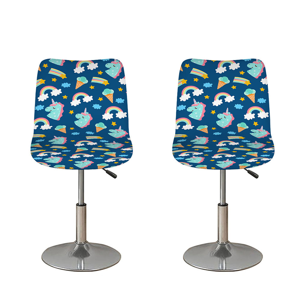 Cute Girly Unicorn Pattern Print Bar Stool Covers