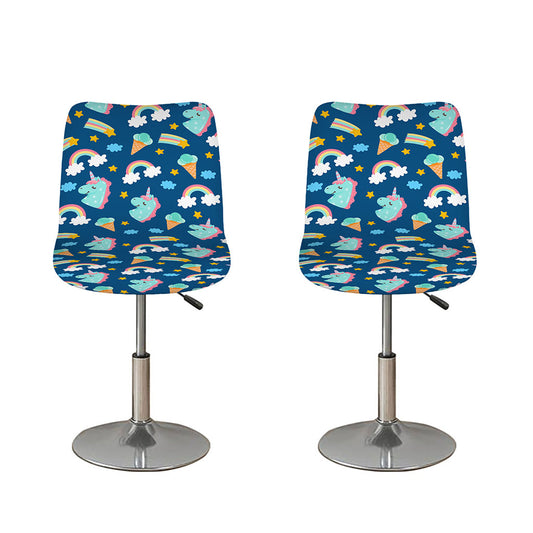 Cute Girly Unicorn Pattern Print Bar Stool Covers
