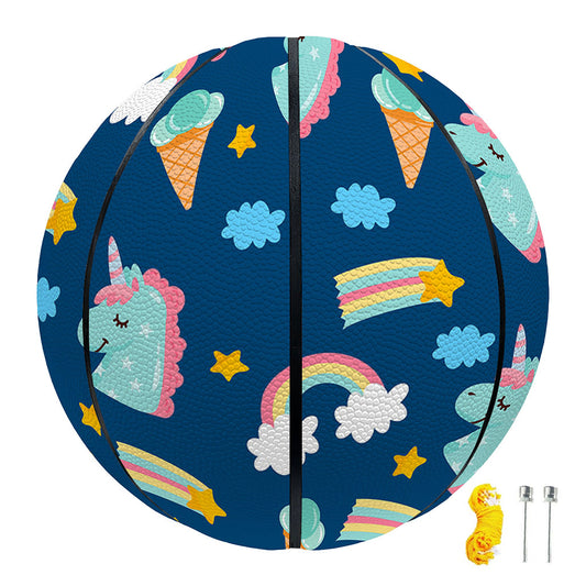 Cute Girly Unicorn Pattern Print Basketball