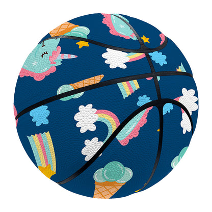 Cute Girly Unicorn Pattern Print Basketball