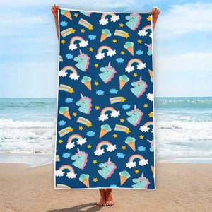 Cute Girly Unicorn Pattern Print Beach Towel