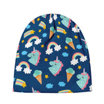 Cute Girly Unicorn Pattern Print Beanie