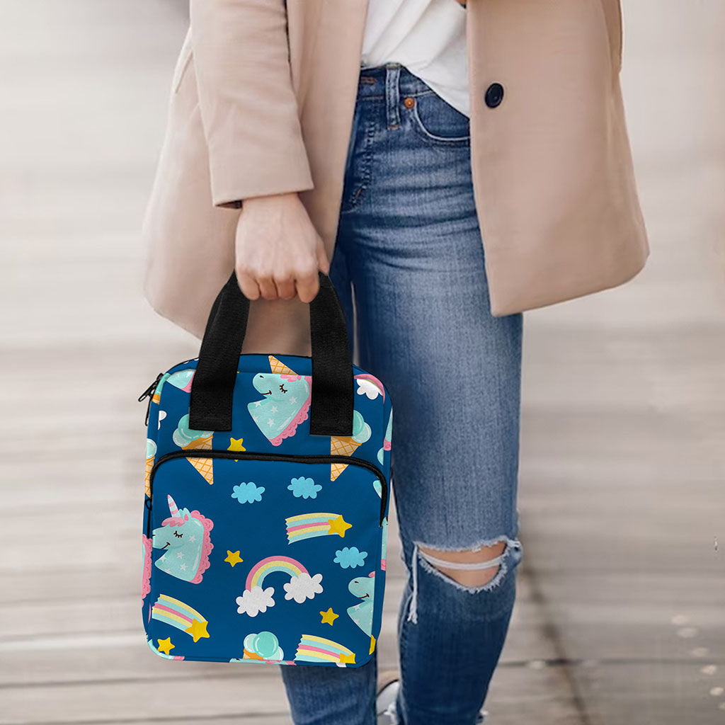 Cute Girly Unicorn Pattern Print Bible Tote Bag