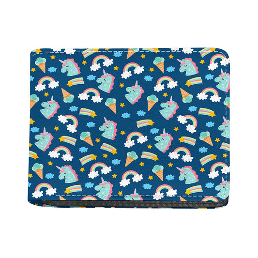 Cute Girly Unicorn Pattern Print Bifold Wallet