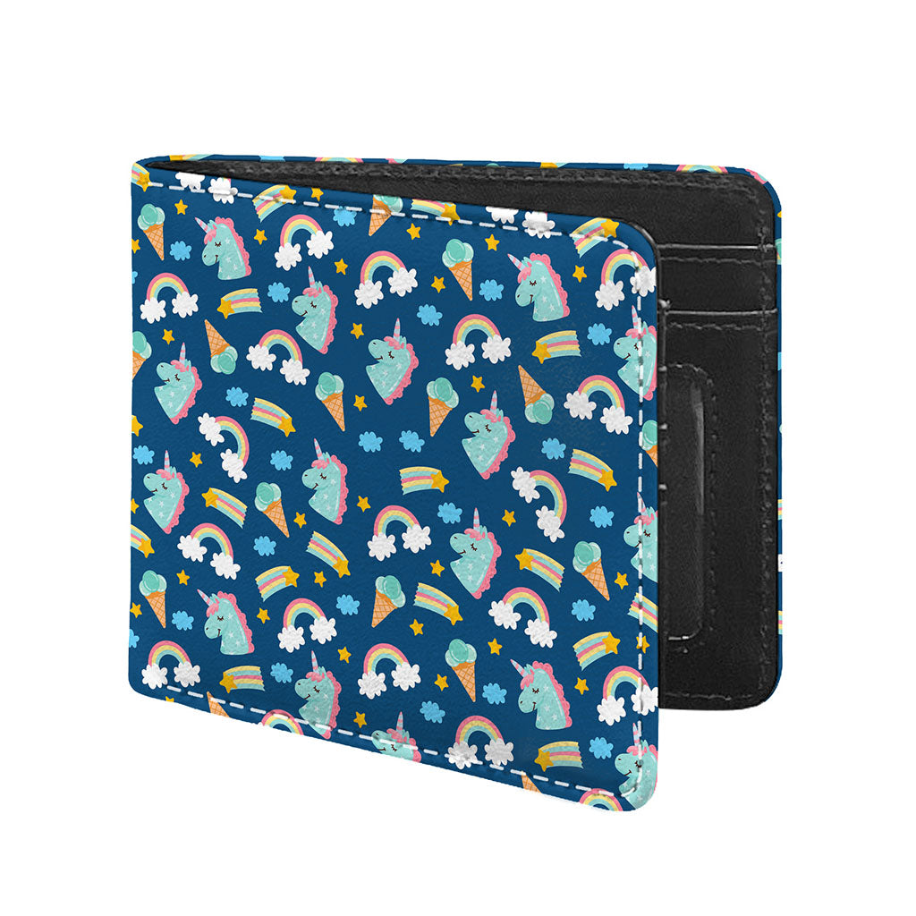 Cute Girly Unicorn Pattern Print Bifold Wallet