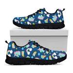 Cute Girly Unicorn Pattern Print Black Running Shoes