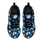 Cute Girly Unicorn Pattern Print Black Running Shoes