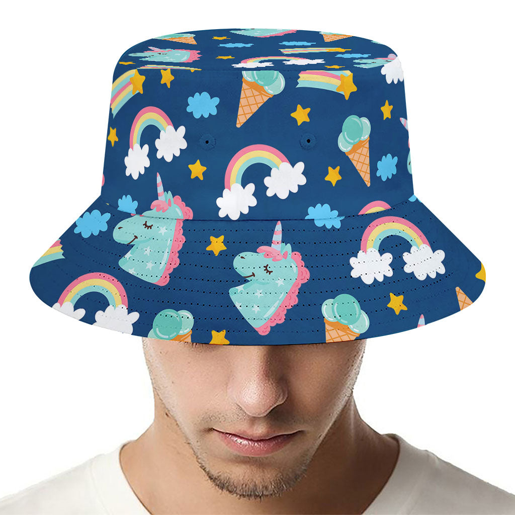 Cute Girly Unicorn Pattern Print Bucket Hat