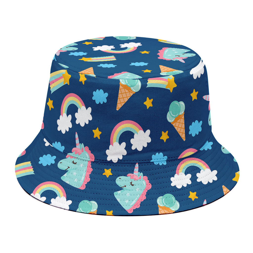 Cute Girly Unicorn Pattern Print Bucket Hat