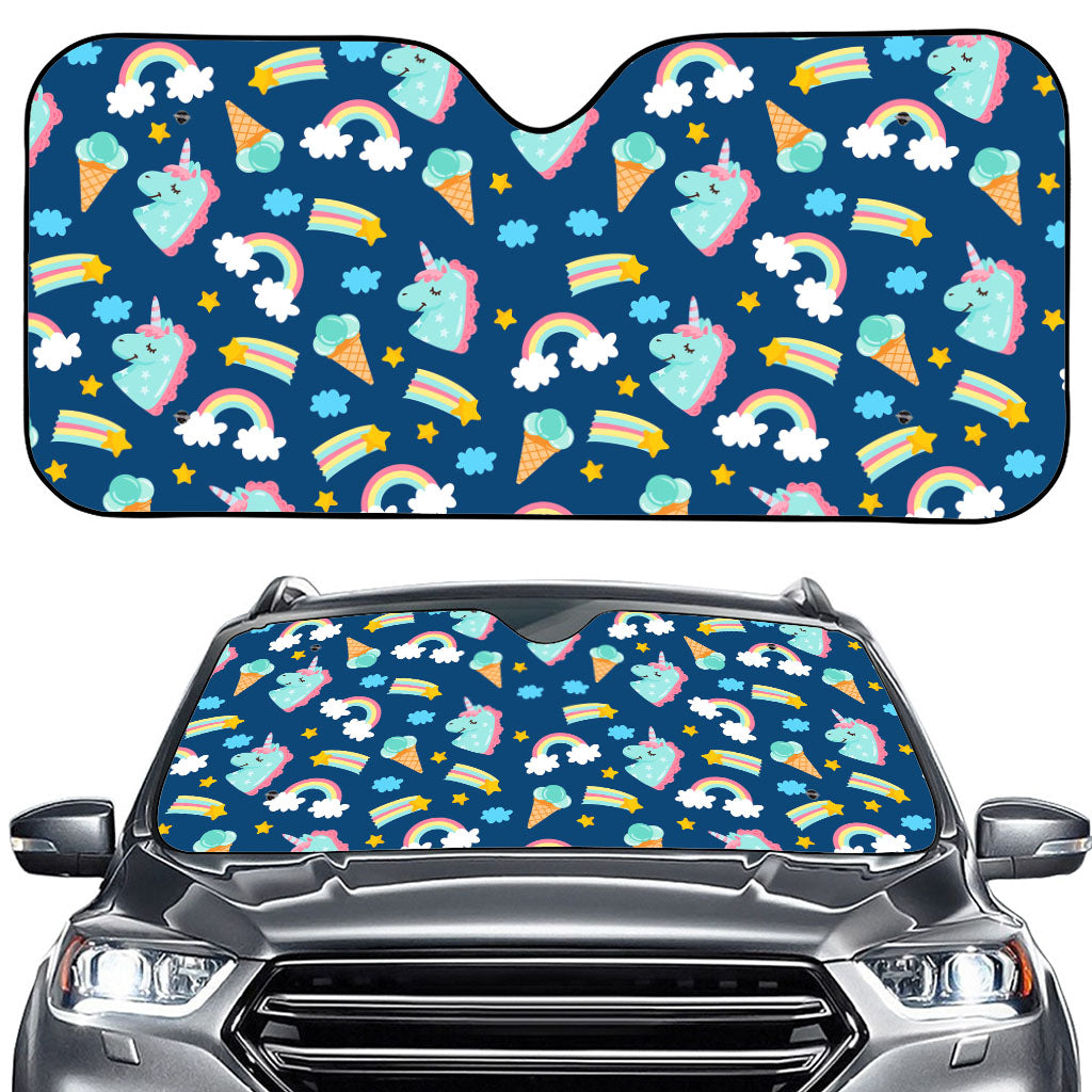 Cute Girly Unicorn Pattern Print Car Windshield Sun Shade