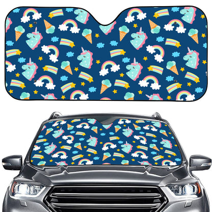 Cute Girly Unicorn Pattern Print Car Windshield Sun Shade