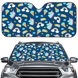 Cute Girly Unicorn Pattern Print Car Windshield Sun Shade