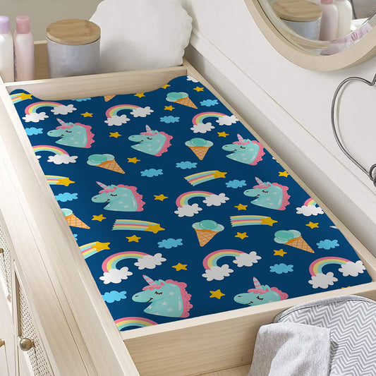 Cute Girly Unicorn Pattern Print Changing Pad Cover