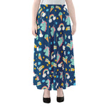 Cute Girly Unicorn Pattern Print Chiffon Maxi Skirt