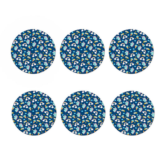 Cute Girly Unicorn Pattern Print Coaster Set