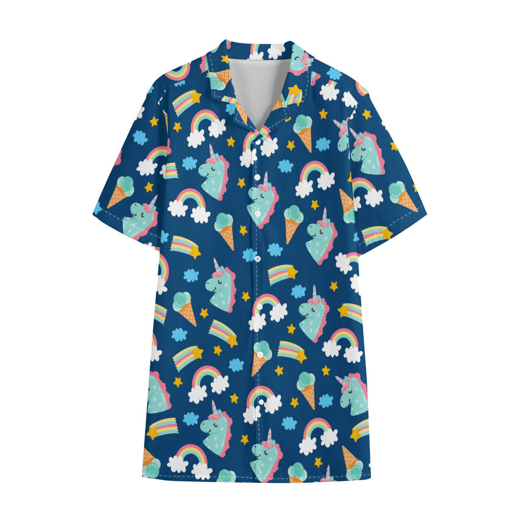 Cute Girly Unicorn Pattern Print Cotton Hawaiian Shirt
