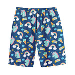 Cute Girly Unicorn Pattern Print Cotton Shorts