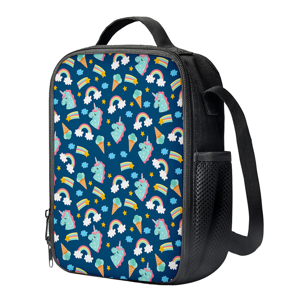 Cute Girly Unicorn Pattern Print Crossbody Lunch Bag