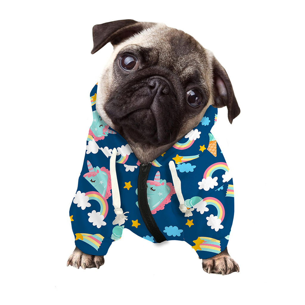 Cute Girly Unicorn Pattern Print Dog Zip Up Hoodie