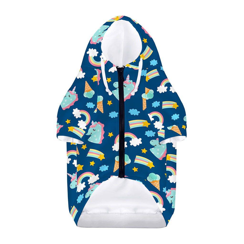 Cute Girly Unicorn Pattern Print Dog Zip Up Hoodie