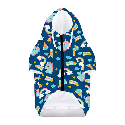 Cute Girly Unicorn Pattern Print Dog Zip Up Hoodie