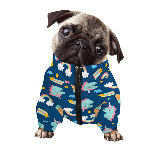 Cute Girly Unicorn Pattern Print Dog Zip Up Jacket