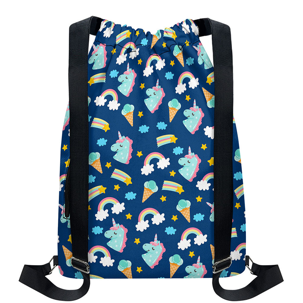 Cute Girly Unicorn Pattern Print Drawstring Backpack