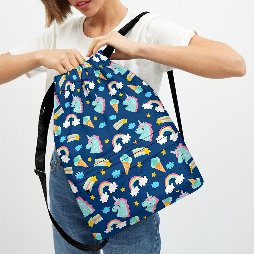 Cute Girly Unicorn Pattern Print Drawstring Backpack