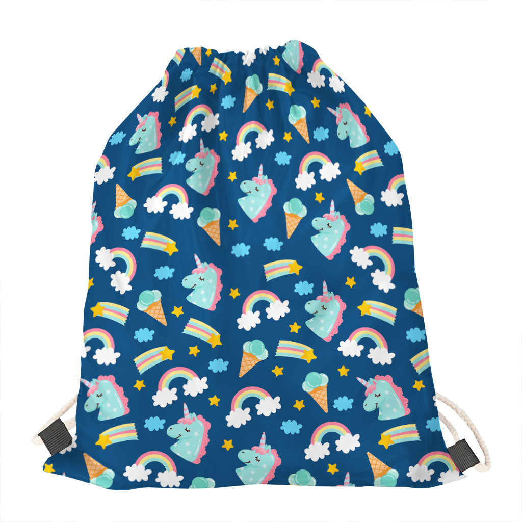 Cute Girly Unicorn Pattern Print Drawstring Bag