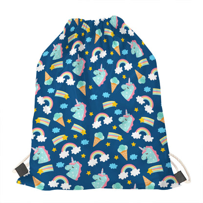 Cute Girly Unicorn Pattern Print Drawstring Bag