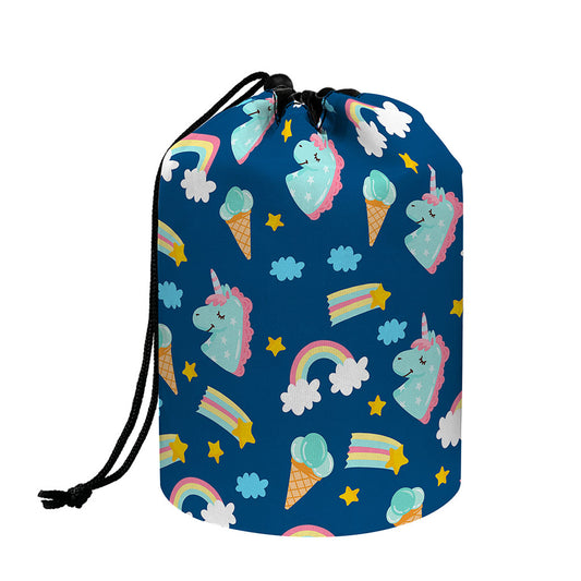 Cute Girly Unicorn Pattern Print Drawstring Makeup Bag