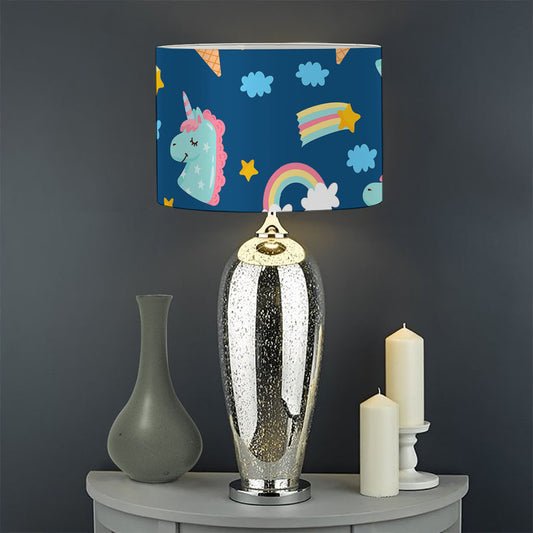 Cute Girly Unicorn Pattern Print Drum Lamp Shade
