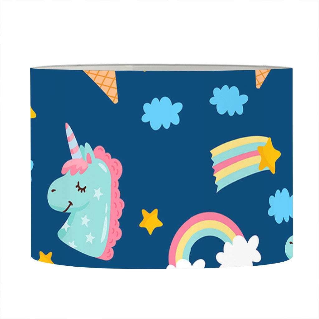 Cute Girly Unicorn Pattern Print Drum Lamp Shade