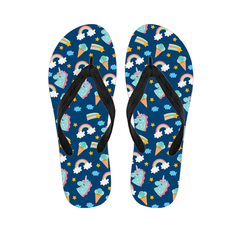 Cute Girly Unicorn Pattern Print Flip Flops