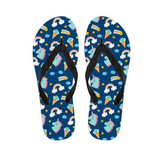Cute Girly Unicorn Pattern Print Flip Flops