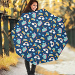 Cute Girly Unicorn Pattern Print Foldable Umbrella