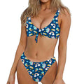 Cute Girly Unicorn Pattern Print Front Bow Tie Bikini