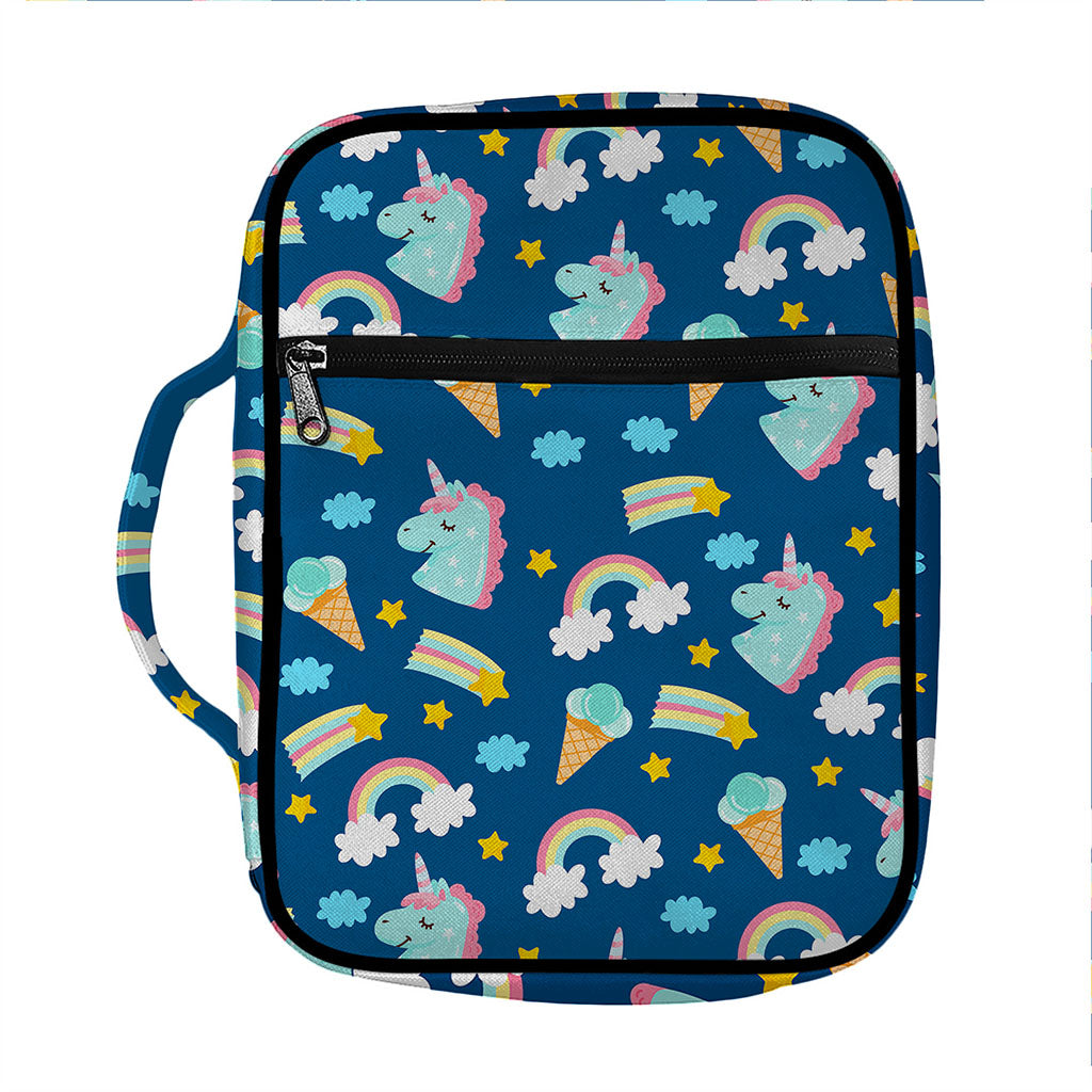 Cute Girly Unicorn Pattern Print Front Pocket Bible Bag