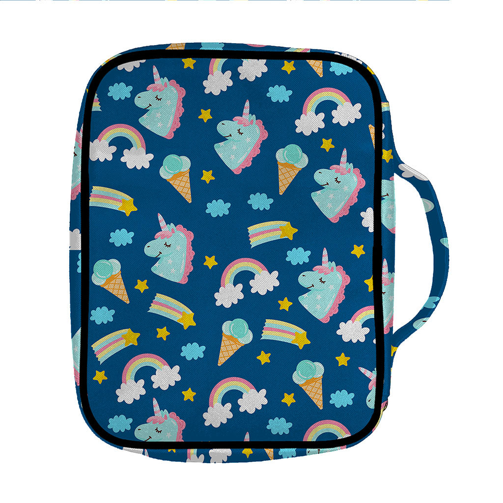 Cute Girly Unicorn Pattern Print Front Pocket Bible Bag