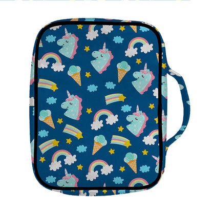 Cute Girly Unicorn Pattern Print Front Pocket Bible Bag