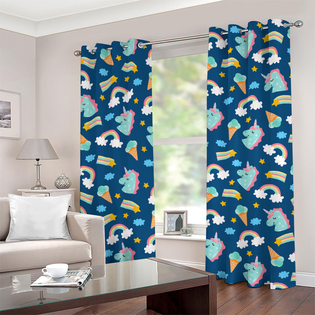 Cute Girly Unicorn Pattern Print Grommet Curtains