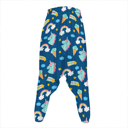 Cute Girly Unicorn Pattern Print Hammer Pants