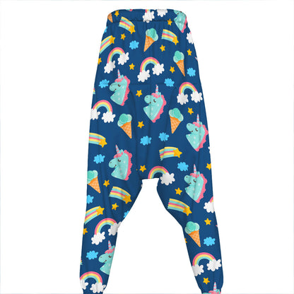 Cute Girly Unicorn Pattern Print Hammer Pants