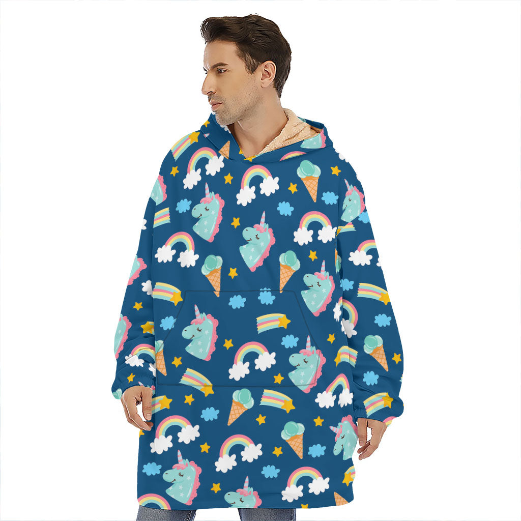 Cute Girly Unicorn Pattern Print Hoodie Blanket
