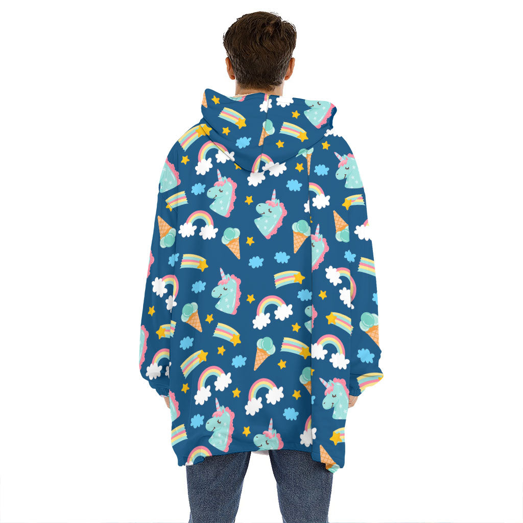 Cute Girly Unicorn Pattern Print Hoodie Blanket