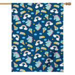 Cute Girly Unicorn Pattern Print House Flag