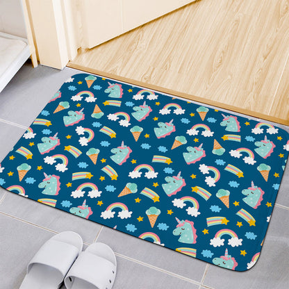 Cute Girly Unicorn Pattern Print Indoor Door Mat