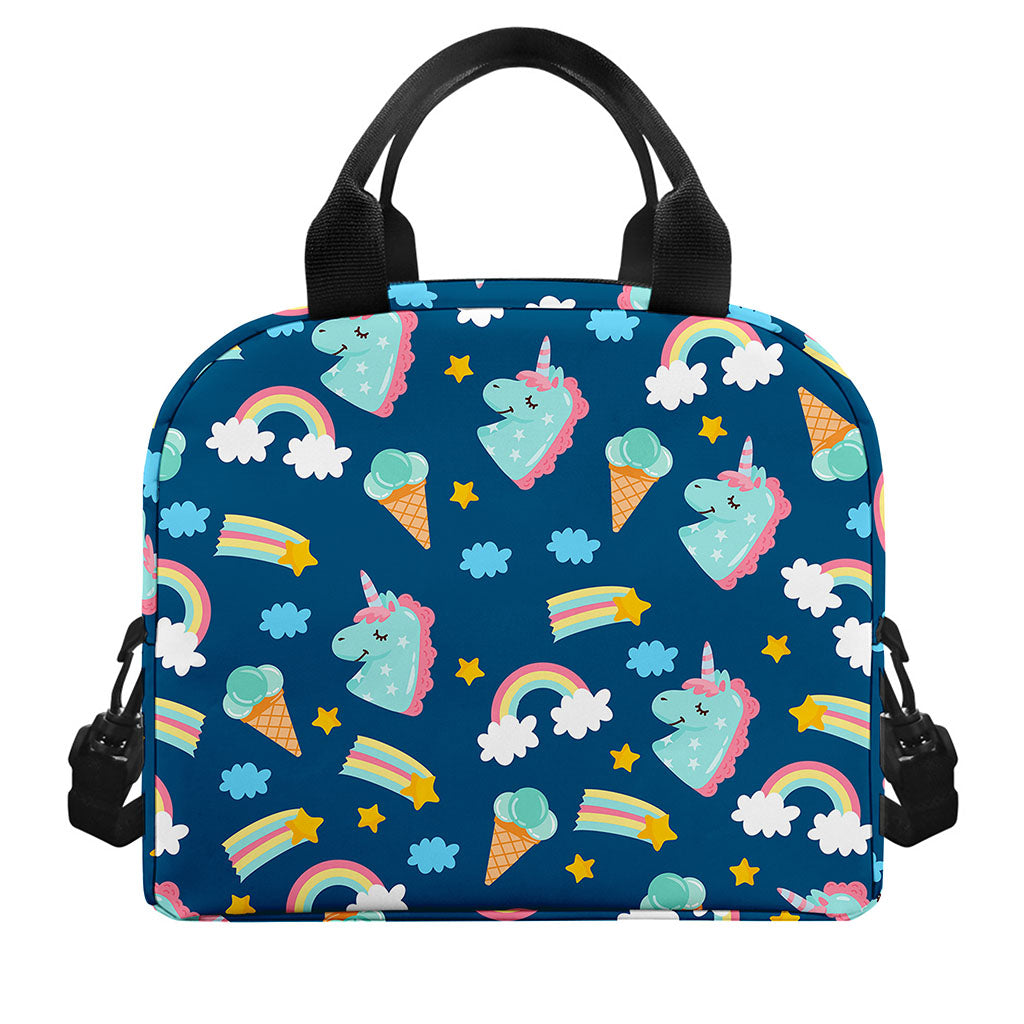 Cute Girly Unicorn Pattern Print Insulated Lunch Bag