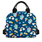 Cute Girly Unicorn Pattern Print Insulated Lunch Bag