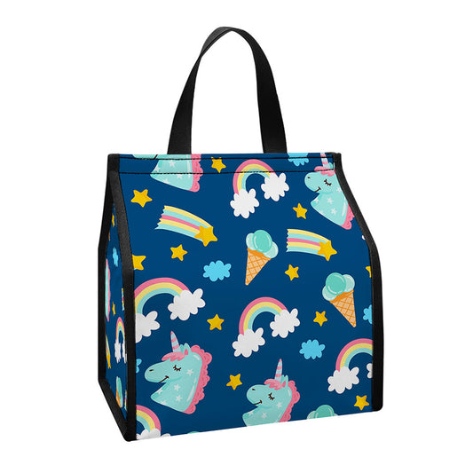 Cute Girly Unicorn Pattern Print Insulated Lunch Tote